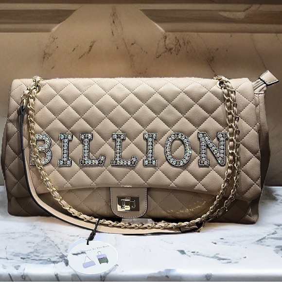 Billion Dollar Embellished Quilted traveling everyday large tote - Picture 3 of 17